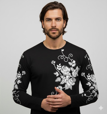 Magpy Printed Men Round Neck Black T-Shirt