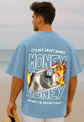Manico Graphic Print Men Round Neck Blue T-Shirt