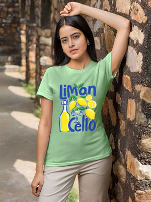 Kasendra Printed Women Round Neck Green T-Shirt