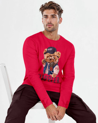 Triptee Animal Print Men Round Neck Red T-Shirt