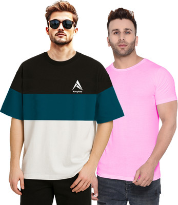 Kroptee Colorblock Men Round Neck Multicolor T-Shirt