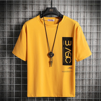 THUNDER PLANET Typography Men Round Neck Yellow T-Shirt