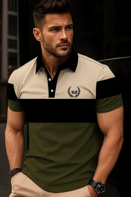 Garimaknitwear Colorblock Men Polo Neck Multicolor T-Shirt
