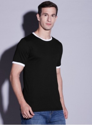 HOOKNEER Solid Men Round Neck Black T-Shirt