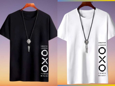 Printed Men Black, White T-Shirt