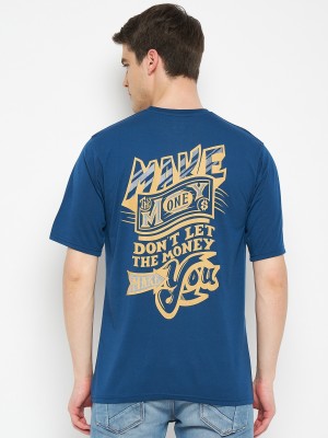 RELANE Typography, Graphic Print Men Round Neck Blue T-Shirt