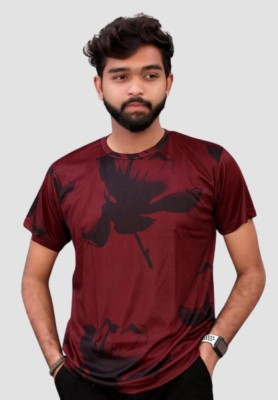 AYU ENTERPRISE Tie & Dye Men Round Neck Maroon T-Shirt