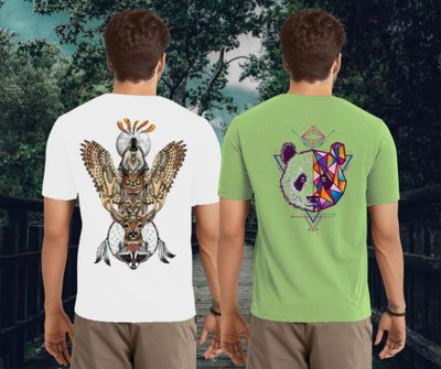 Kasendra Printed Men Round Neck White, Green T-Shirt