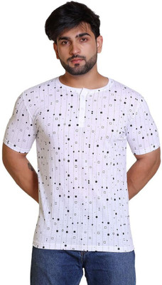 Classic Martino Printed Men Round Neck White T-Shirt