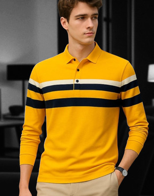 Autna Printed Men Round Neck Yellow T-Shirt
