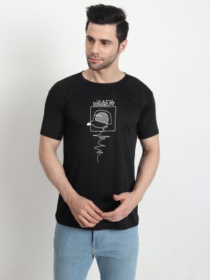 UKM Printed Men Round Neck Black T-Shirt