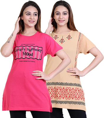 RG BY SS CLOTHING Printed Women Round Neck Multicolor T-Shirt