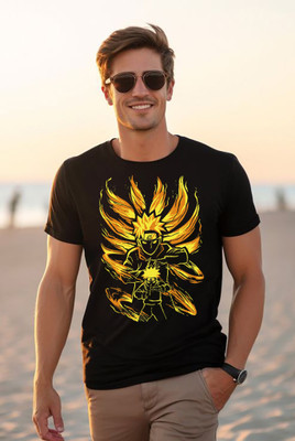 BROTEES Printed Men Round Neck Black T-Shirt