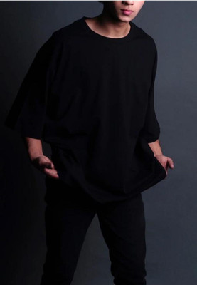 trendbite Solid Men Round Neck Black T-Shirt