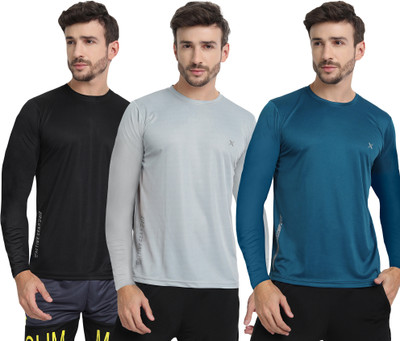 FTX Solid Men Round Neck Multicolor T-Shirt
