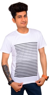 WRODSS Printed Men Round Neck White, Black T-Shirt