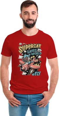 SmarTee Street Printed Men Round Neck Red T-Shirt