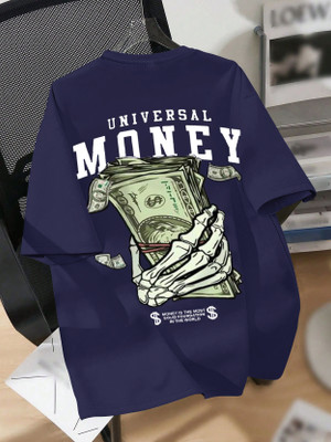 Manly Tees Printed Men Round Neck Navy Blue T-Shirt