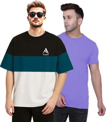 Kroptee Colorblock Men Round Neck Multicolor T-Shirt