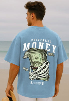 Manico Graphic Print Men Round Neck Blue T-Shirt