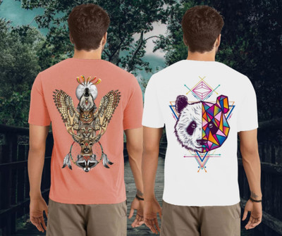 Kasendra Graphic Print Men Round Neck Pink, White T-Shirt