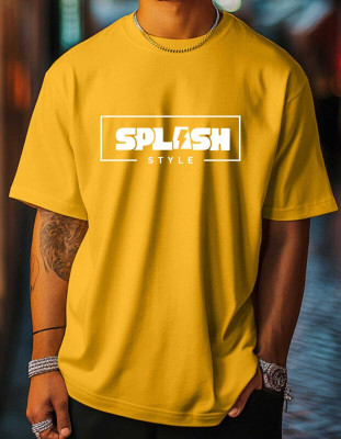 SplashStyle Printed Men Round Neck Yellow T-Shirt