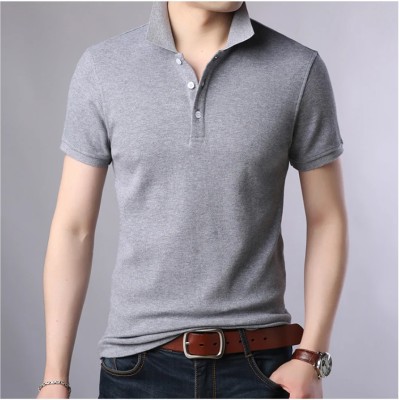 ACHCHHADAN Self Design Men Polo Neck Grey T-Shirt