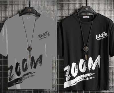 Printed Men Black, Grey T-Shirt