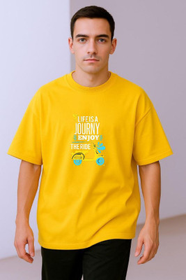 Goodsignn Typography Men Round Neck Yellow T-Shirt