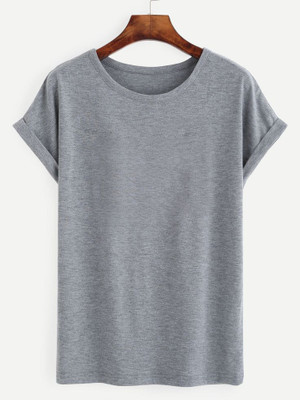 Solid Women Grey T-Shirt