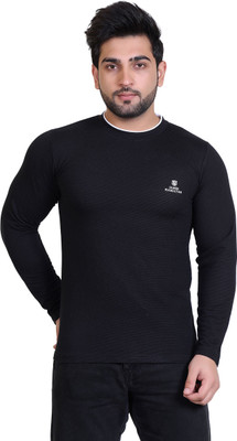 James Hamilton Solid Men Round Neck Black T-Shirt