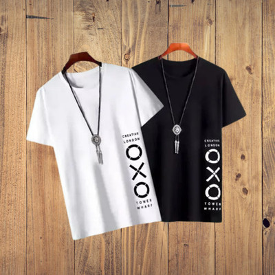 N AND K Typography Men Round Neck Multicolor T-Shirt