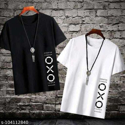 Printed Men Reversible Black, Green T-Shirt