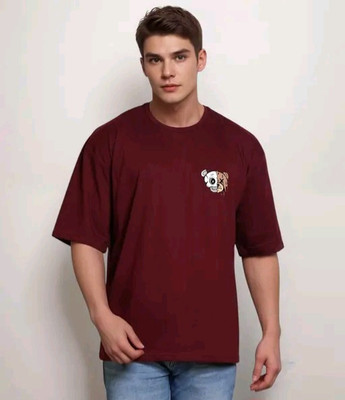 Vira Graphic Print Men Round Neck Maroon T-Shirt