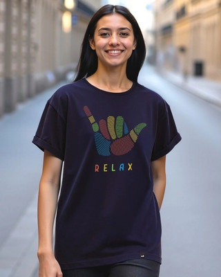 BEWAKOOF Graphic Print, Typography Women Round Neck Blue T-Shirt