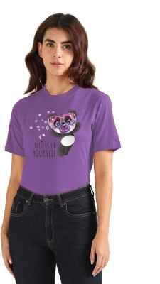 Kintu Parantu Graphic Print Women Round Neck Purple T-Shirt