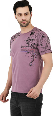 Sageware Printed Men Round Neck Purple T-Shirt