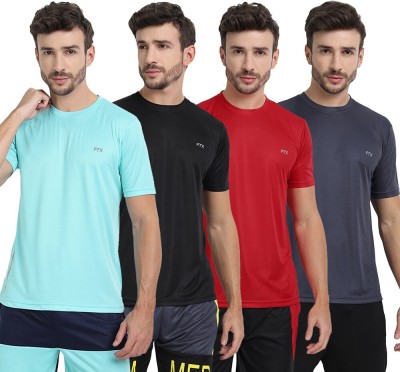 FTX Solid Men Round Neck Light Blue, Red, Blue, Black T-Shirt