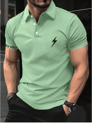 HilGar Solid Men Polo Neck Light Green T-Shirt