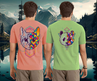Lecowar Printed Men Round Neck Pink, Green T-Shirt