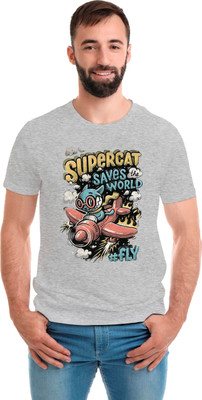 SmarTee Street Printed Men Round Neck Grey T-Shirt