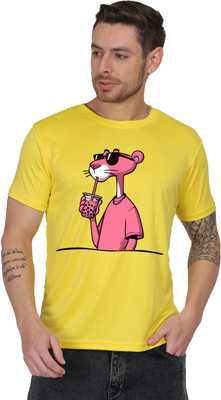 drishyatrends Graphic Print Men Round Neck Yellow T-Shirt