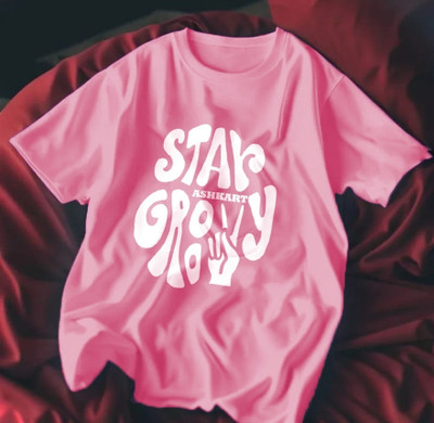 LWEXS Graphic Print Women Round Neck Pink T-Shirt