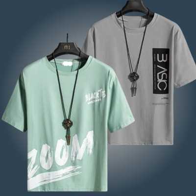 Striped Men Grey, Green T-Shirt