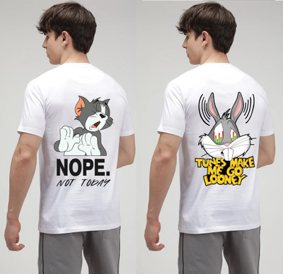 Printed Men White T-Shirt(Pack of 2)