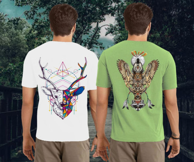 Kasendra Printed Men Round Neck White, Green T-Shirt