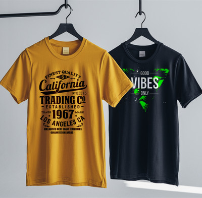 Matt Pie Graphic Print Men Round Neck Yellow T-Shirt