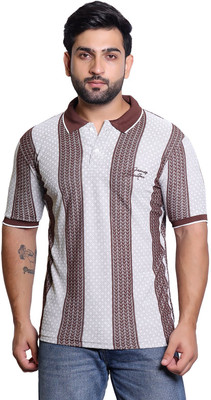 James Hamilton Printed Men Polo Neck Brown, Grey T-Shirt