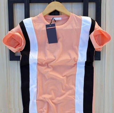 Color Block Men Pink T-Shirt