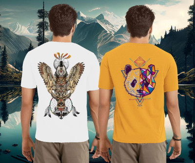Lecowar Printed Men Round Neck White, Yellow T-Shirt
